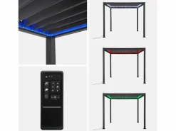 Sweeek Pérgola bioclimática 3x3m eléctrica de aluminio con iluminación led