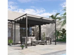 Best Pérgola con techo corredizo, de metal, color y gris (298x213x221cm) Negro