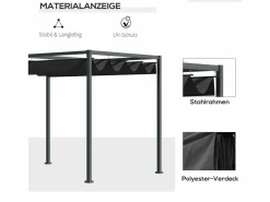 Best Pérgola con techo corredizo, de metal, color y gris (298x213x221cm) Negro