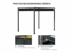 Best Pérgola con techo corredizo, de metal, color y gris (298x213x221cm) Negro