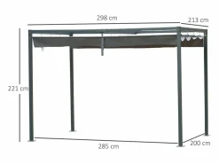 Best Pérgola con techo corredizo, de metal, color , poliéster resistente a la intemperie (298x213x221cm) Pérgola