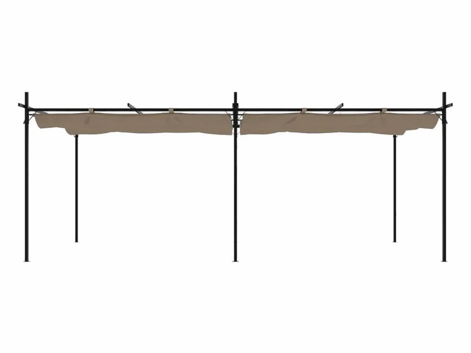 Pérgola con techo retráctil color topo 589x292x230 cm