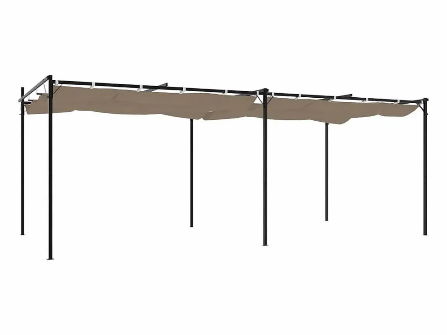 Pérgola con techo retráctil color topo 589x292x230 cm