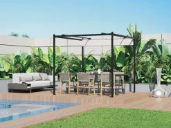 Sale EXPERTLAND Pérgola de acero con techo retráctil - 5,3 m² - - MAZARA Negro