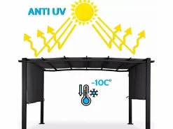 Pérgola de jardín exterior rectangular de aluminio de 3x4 m Barbados -