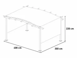 Pérgola de jardín exterior rectangular de aluminio de 3x4 m Barbados -