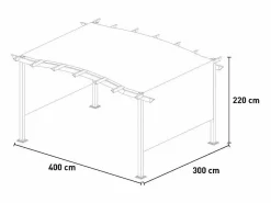 Pérgola de jardín exterior rectangular de aluminio de 3x4 m Barbados -