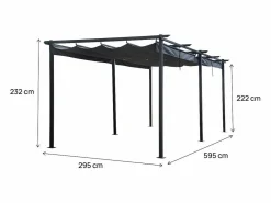 Habitat et jardin Pérgola metálica con techo retráctil - 3 x 6 m - Antracita