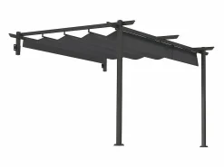 Clearance DripeX Pérgola mural 297 x 297 x 200/230H cm, con lona corrediza retráctil, estructura de aluminio, Gris Gris antracita