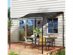DripeX Pérgola mural con 16 agujeros de drenaje y lona de poliéster de alta densidad 180 g/m² - 248x298x200/250Hcm