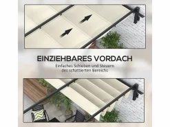 DripeX Pérgola mural en aluminio - 297L x 297B x 200/230H cm - con techo retráctil - estructura de aluminio -