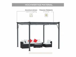 Online DripeX Pérgola retráctil 3 x 3 x 2.23 m - estructura de aluminio - lona de poliéster de alta densidad - Gris Gris antracita
