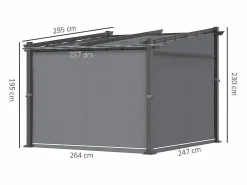 Outlet DripeX Pérgola retráctil en metal 2.97L x 2.95B x 1,95-2.3H m, con 4 cortinas, Gris Gris antracita