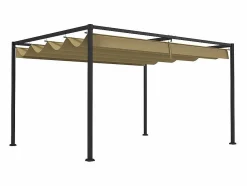 Discount Pérgola retráctil 400L x 300B x 222H cm, estructura de acero inoxidable, lona de poliéster Pérgola