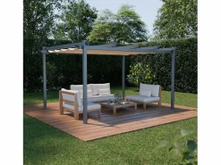 Hot Sweeek Pérgola 3x4m de aluminio con cubierta corredera Beige