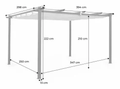 Sweeek Pérgola 3x4m de aluminio con cubierta corredera crudo