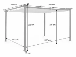 Sweeek Pérgola 3x4m de aluminio con cubierta corredera crudo