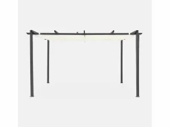 New Pérgola 3x4m de aluminio con cubierta corredera crudo Pérgola