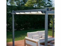 New Pérgola 3x4m de aluminio con cubierta corredera crudo Pérgola
