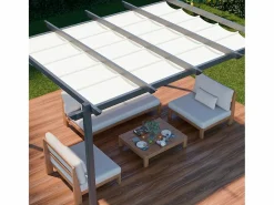 New Pérgola 3x4m de aluminio con cubierta corredera crudo Pérgola