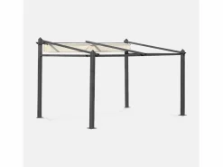 Sweeek Pérgola 3x4m de aluminio con cubierta corredera crudo