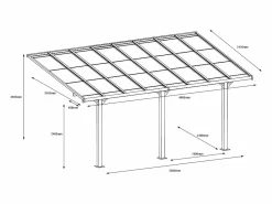 Outlet Pérgola-cochera adosada de aluminio techo policarbonato 1 coche 15,13 m² PAZERA Cochera|Pérgola