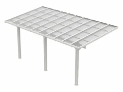 EXPERTLAND Pérgola-cochera adosada de aluminio con techo de policarbonato para 1 coche 18,54 m² PAZERA