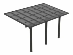 EXPERTLAND Pérgola-cochera adosada de aluminio techo de policarbonato 1 coche 15,13 m² antracita PAZERA