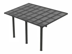 EXPERTLAND Pérgola-cochera adosada de aluminio techo de policarbonato 1 coche 15,13 m² antracita PAZERA