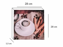Excellent Houseware Print decorativo café taza y canela 28x28x1,5 cm Transparente