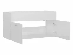 Garden Furniture Prolenta Premium - Armario para lavabo contrachapada blanco brillo 90x38,5x46 cm