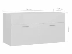 Garden Furniture Prolenta Premium - Armario para lavabo contrachapada blanco brillo 90x38,5x46 cm