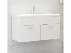 New Prolenta Premium - Armario para lavabo madera contrachapada blanco 90x38,5x46 cm Estantería Sobre Inodoro