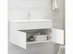 New Prolenta Premium - Armario para lavabo madera contrachapada blanco 90x38,5x46 cm Estantería Sobre Inodoro