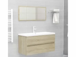 Clearance Prolenta Premium - Armario lavabo madera contrachapada roble Sonoma 90x38,5x45 cm Estantería Sobre Inodoro