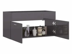 Discount Garden Furniture Prolenta Premium - Armario para lavabo contrachapada gris brillo 90x38,5x46 cm Multicolor