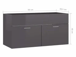 Discount Garden Furniture Prolenta Premium - Armario para lavabo contrachapada gris brillo 90x38,5x46 cm Multicolor