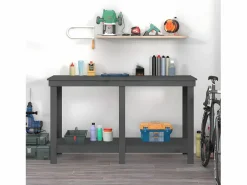 Sale Garden Furniture Prolenta Premium - Banco de trabajo de madera maciza de pino gris 140x50x80 cm Multicolor