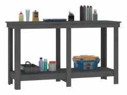 Sale Garden Furniture Prolenta Premium - Banco de trabajo de madera maciza de pino gris 140x50x80 cm Multicolor