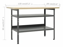 Garden Furniture Prolenta Premium - Banco de trabajo de acero gris 120x60x85 cm