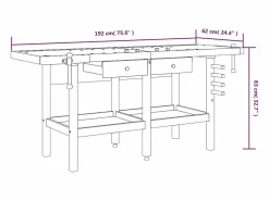 Garden Furniture Prolenta Premium - Banco de trabajo cajones y tornillos banco madera 192x62x83 cm
