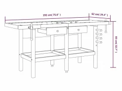 Garden Furniture Prolenta Premium - Banco de trabajo cajones y tornillos banco madera 192x62x83 cm