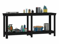 Outlet Garden Furniture Prolenta Premium - Banco de trabajo de madera maciza de pino negro 180x50x80 cm Multicolor