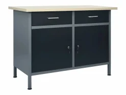 Garden Furniture Prolenta Premium - Banco de trabajo de acero negro 120x60x85 cm