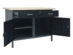 Garden Furniture Prolenta Premium - Banco de trabajo de acero negro 120x60x85 cm
