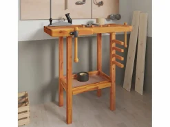 Discount Prolenta Premium - Banco trabajo con tornillos de banco madera acacia 92x48x83cm Garaje