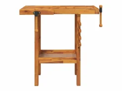 Discount Prolenta Premium - Banco trabajo con tornillos de banco madera acacia 92x48x83cm Garaje
