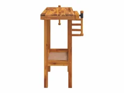 Discount Prolenta Premium - Banco trabajo con tornillos de banco madera acacia 92x48x83cm Garaje