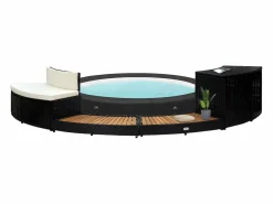 Prolenta Premium - Borde bañera dromasaje ratán sintético y madera maciza acacia