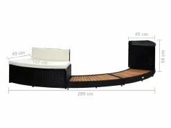 Prolenta Premium - Borde bañera dromasaje ratán sintético y madera maciza acacia